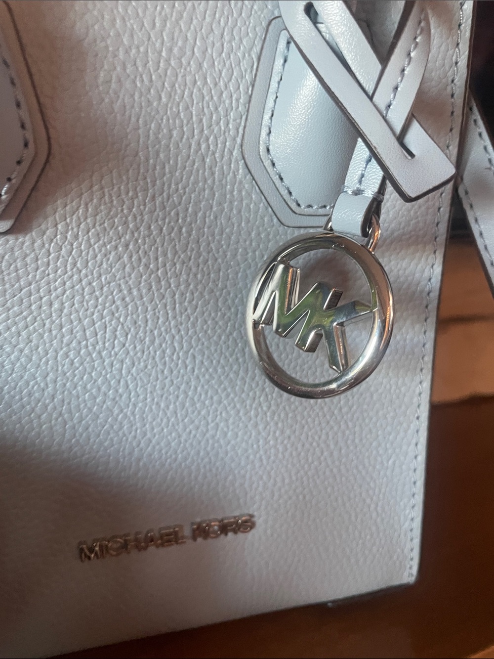 Michael Kors Mini Pebbled Leather Tote in Light Gray - Picture 4 of 5